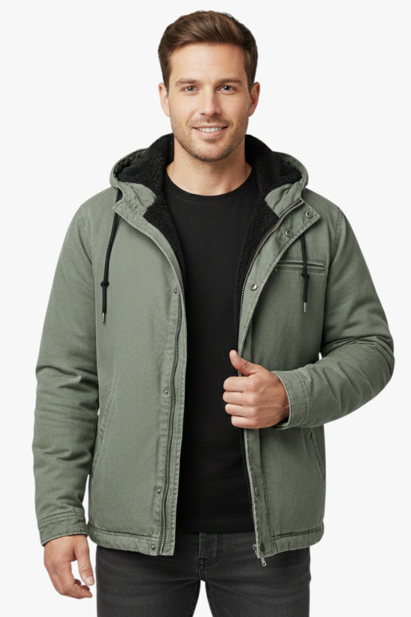 Herren warmem Jacke mit Fleecefutter und Kapuze