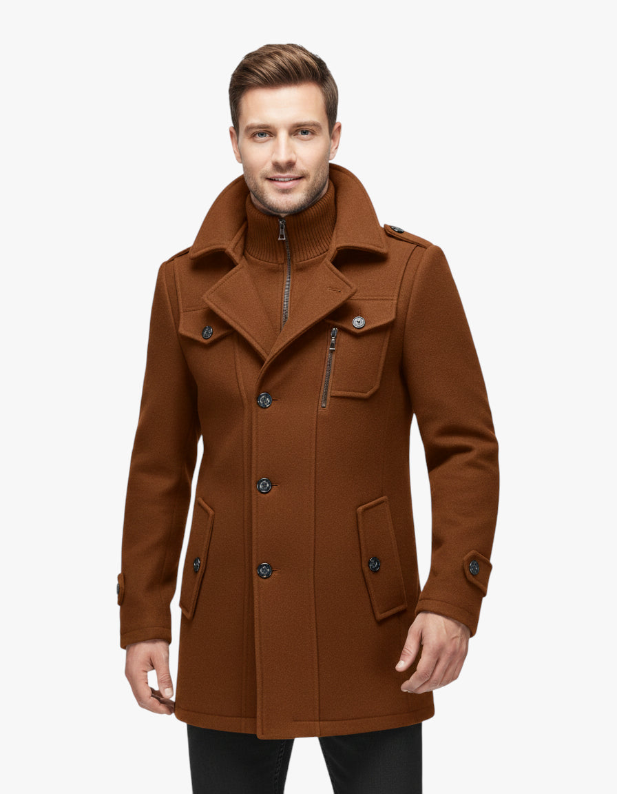 Herren Winter Mantel mit warmer Fütterung und langem Schnitt