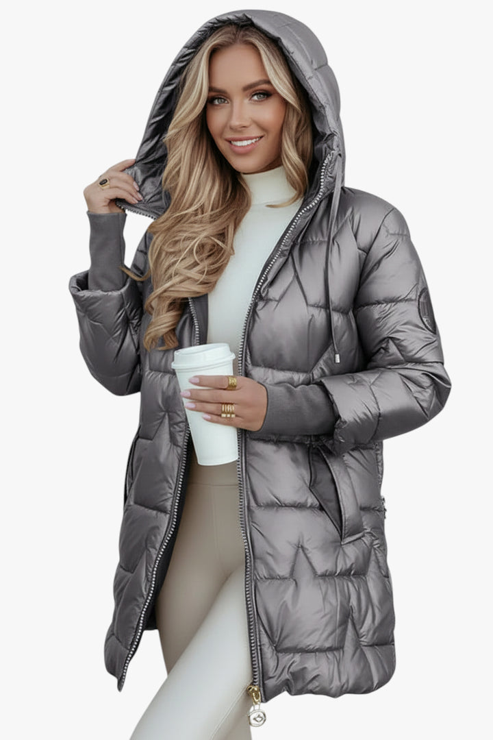 Damen Winter Steppjacke mit Kapuze und Warme