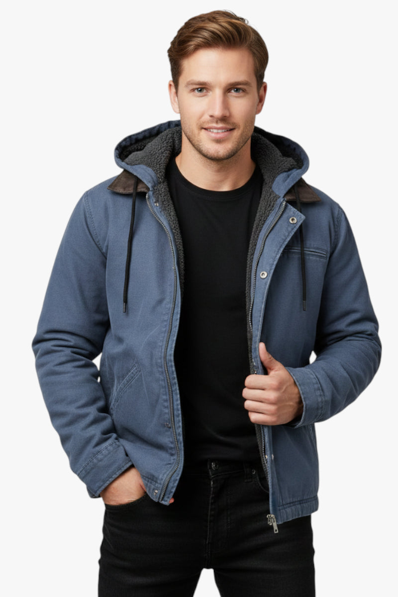 Herren warmem Jacke mit Fleecefutter und Kapuze