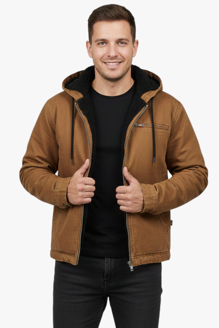 Herren warmem Jacke mit Fleecefutter und Kapuze