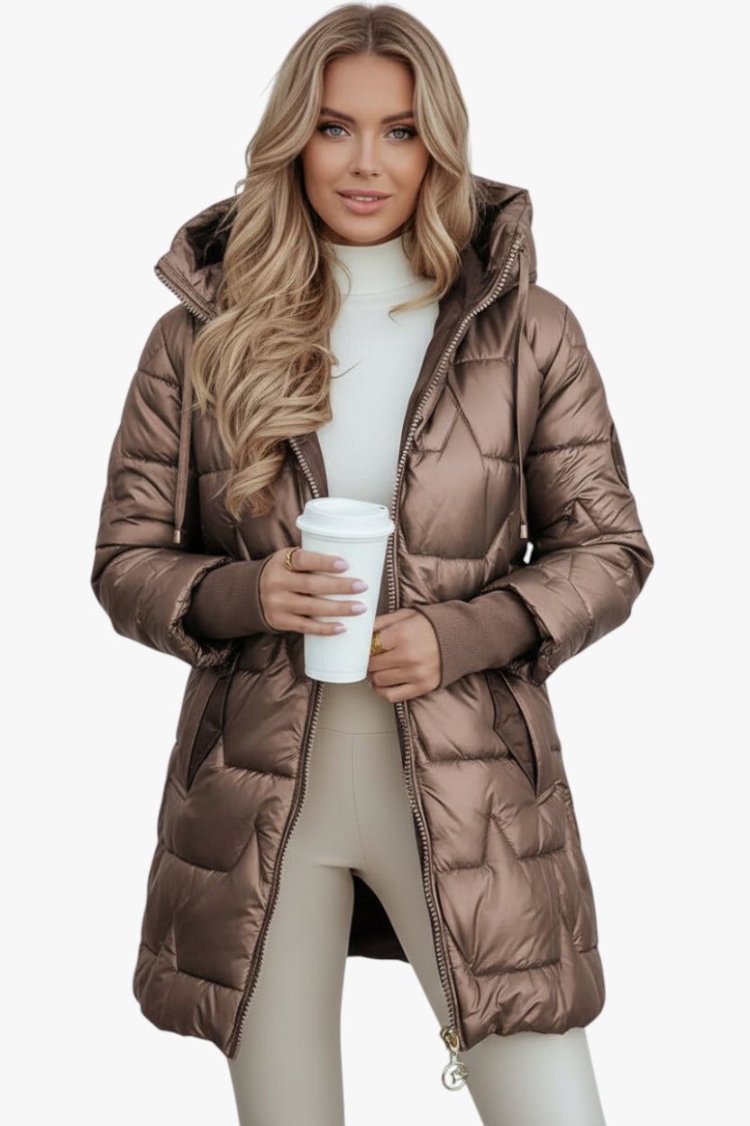 Damen Winter Steppjacke mit Kapuze und Warme