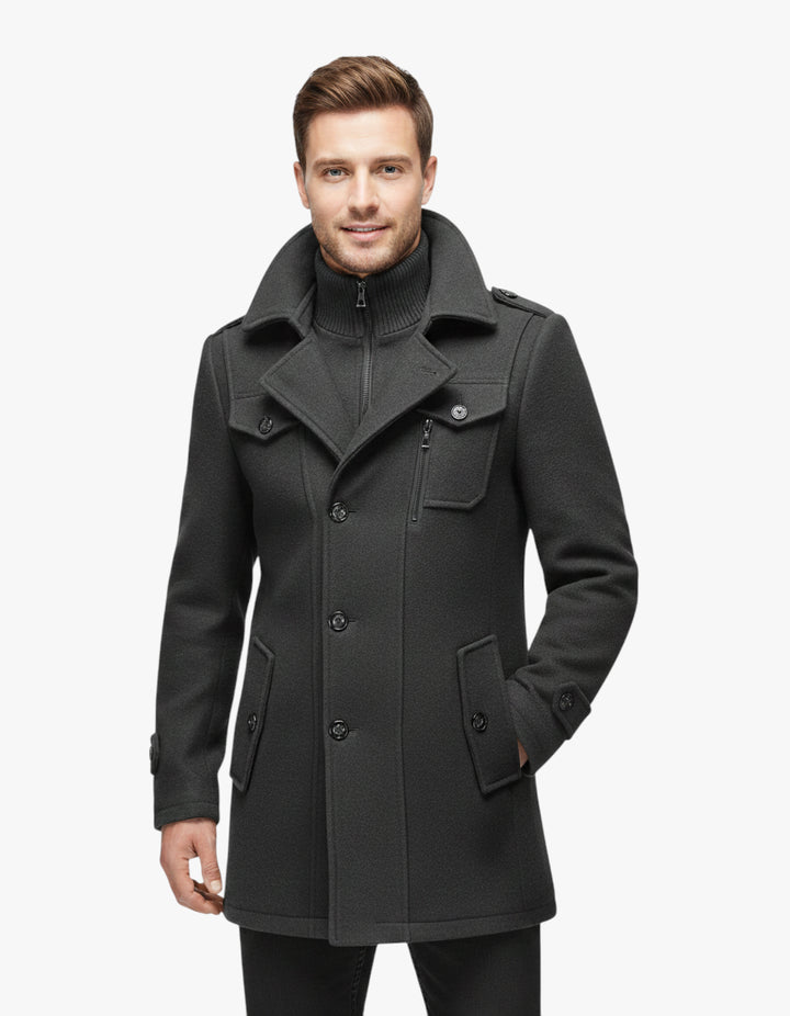 Herren Winter Mantel mit warmer Fütterung und langem Schnitt