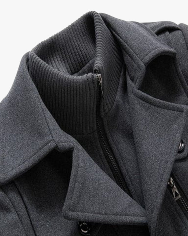 Herren Winter Mantel mit warmer Fütterung und langem Schnitt